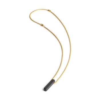 Halskette aus goldenem Edelstahl mit einem schwarzen Achatstein - Tantum Gold Black